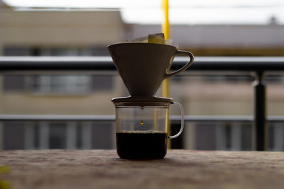 Close-up of coffee on table