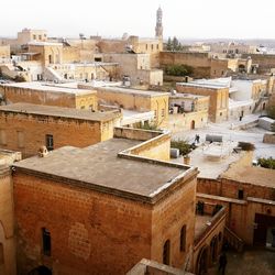 High angle view of buildings in city