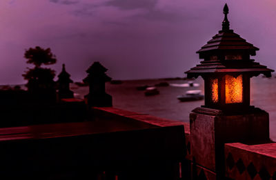 View of temple against sky during sunset