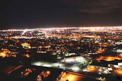 Aerial view of city at night