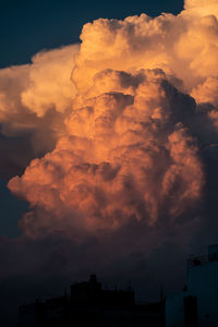 Low angle view of silhouette buildings against sky during sunset