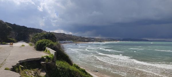 Scenic view of beach against sky