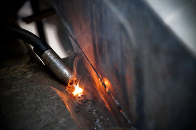 Close-up of welding machine in factory