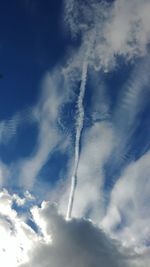 Low angle view of vapor trail in sky