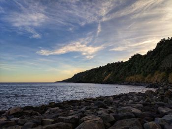 Scenic view of sea against sky during sunset