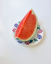 High angle view of fruits in plate