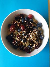 Directly above shot of breakfast served in bowl