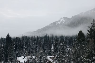 Scenic view of mountains against sky during winter