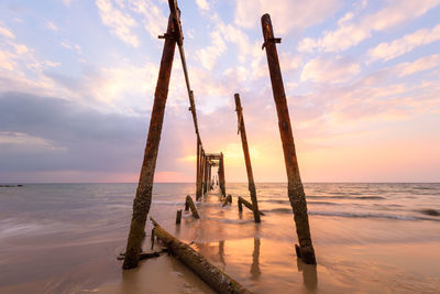 Scenic view of sea against sky at sunset