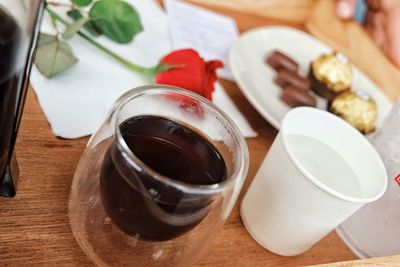 High angle view of food on table