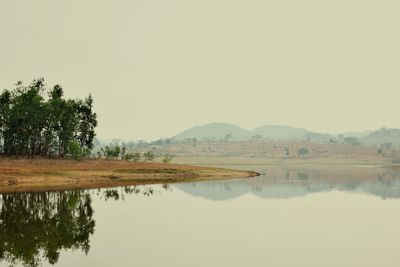 Scenic view of lake against clear sky