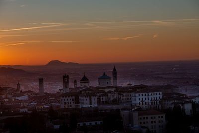 Bergamo alta skyline at dawn