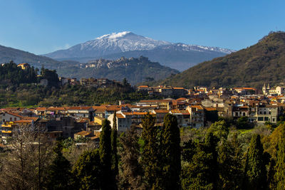 Scenic view of townscape against sky