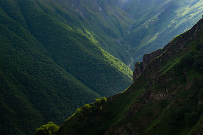 Aerial view of valley and mountains