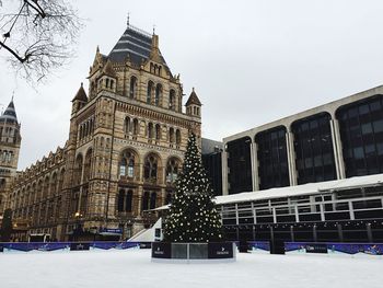 Low angle view of building in winter