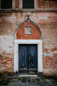 Closed door of building