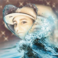 Close-up portrait of woman swimming in pool