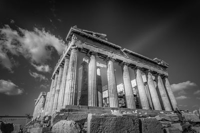 Marbles and columns of the southern side of the parthenon in the acropolis, athens, greece