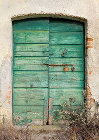 Closed door of old building