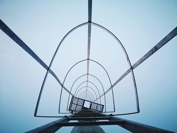 Low angle view of basketball hoop against clear sky