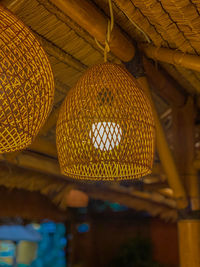 Low angle view of illuminated chandelier