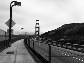 Empty road against sky in city