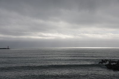 Scenic view of sea against cloudy sky