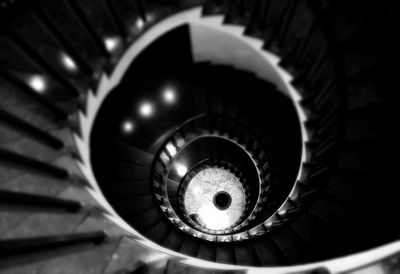 High angle view of spiral staircase