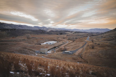 Horsetooth reservoir drainage system at sunset. 