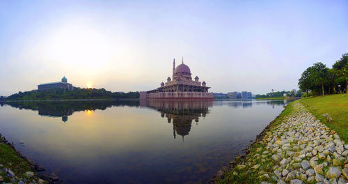 Reflection of building in lake