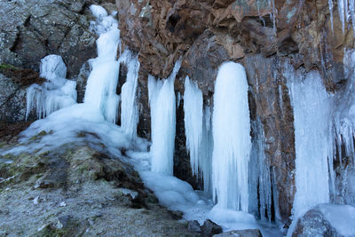 Snow covered rock formation