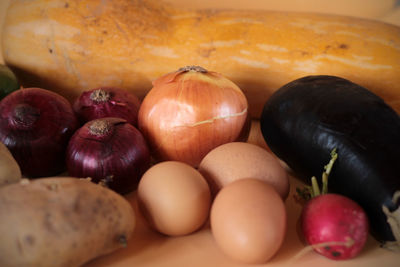 Close-up of fruits on table