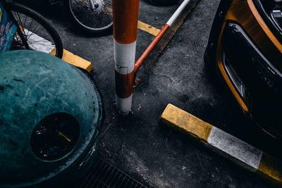 High angle view of old motorcycle