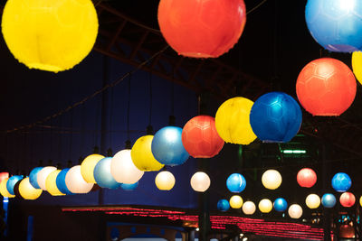 Colorful balloons at night