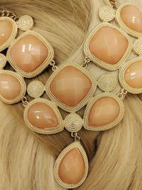 Close-up of accessory on blond hair