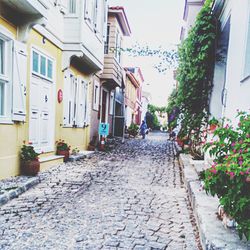 Narrow alley in front of building