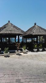 Built structures against clear sky