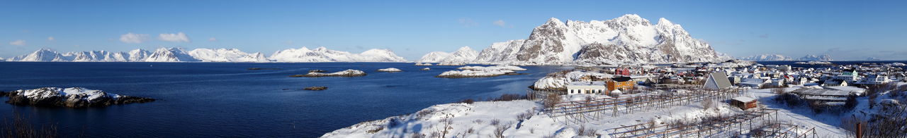 Panoramic view of frozen sea against sky