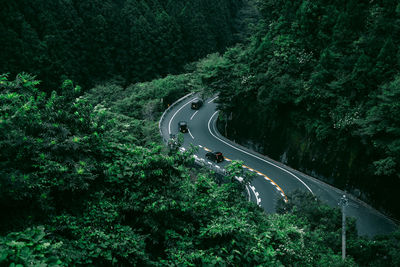 High angle view of mountain road