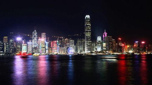 City lit up at night