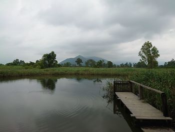 Scenic view of lake against sky