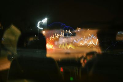 Light trails on road at night