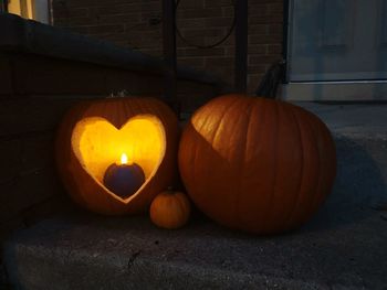 Close-up of illuminated pumpkin