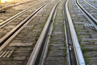 High angle view of railroad tracks