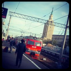 Railroad tracks in city