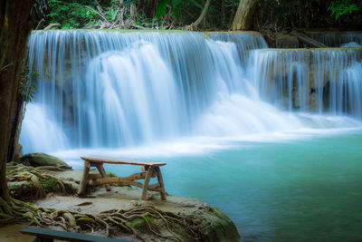 View of waterfall in forest