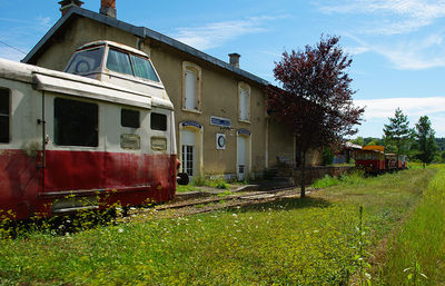 Abandoned built structure on field