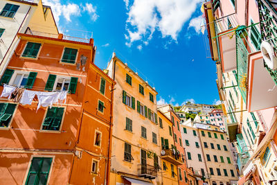 Low angle view of residential buildings against sky