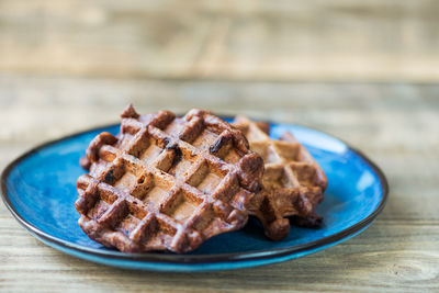 Close-up of breakfast served on table