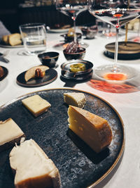 High angle view of food on table